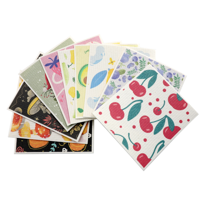 Torr och våt Dubbel användning tryckt anpassat mönster cellulosa trasa