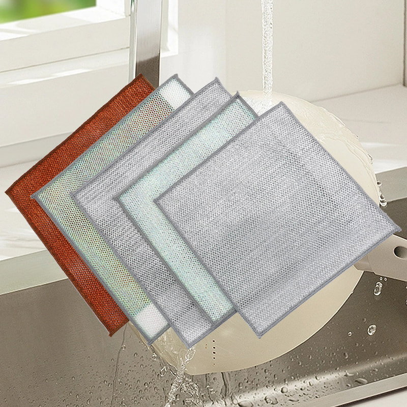 Brons Färgglad rengöringsduk Dubbelsidig silvertrådsdisktrasa